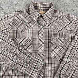 Wrangler Shirt Mens Large Gray Pearl Snap Western Rodeo Cowboy Lightweight